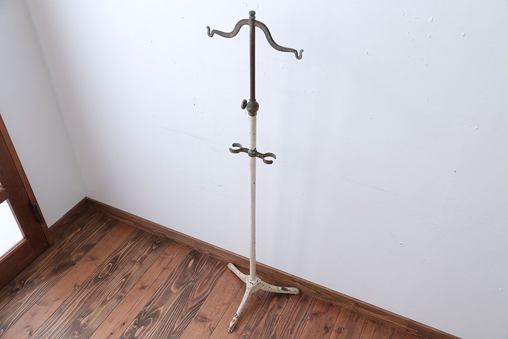 アンティーク雑貨　昭和レトロ　古いアイアン製アンティークポールスタンド