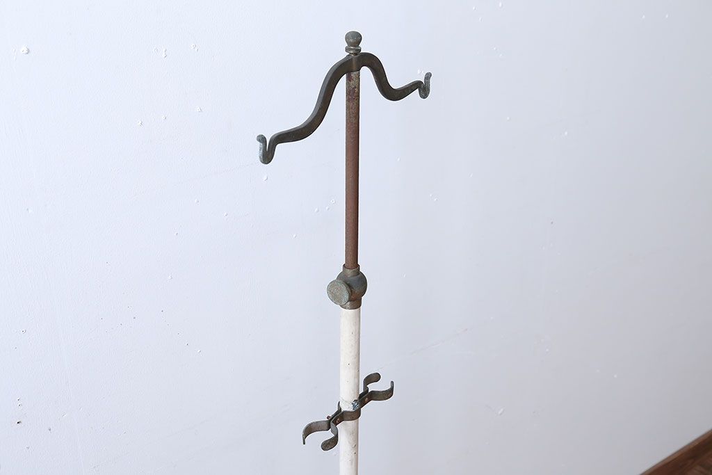 アンティーク雑貨　昭和レトロ　古いアイアン製アンティークポールスタンド