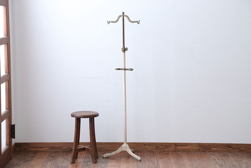 アンティーク雑貨　昭和レトロ　古いアイアン製アンティークポールスタンド