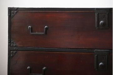 アンティーク家具　古民具・骨董　鉄脚付きアンティーク時代箪笥ローボード