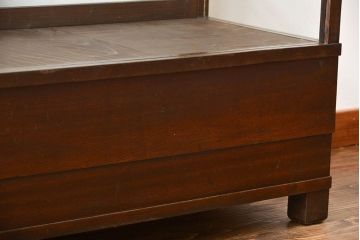 レトロ家具　昭和レトロ　古いナラ材の引き出し付きガラスケース