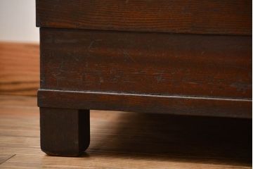 レトロ家具　昭和レトロ　古いナラ材の引き出し付きガラスケース