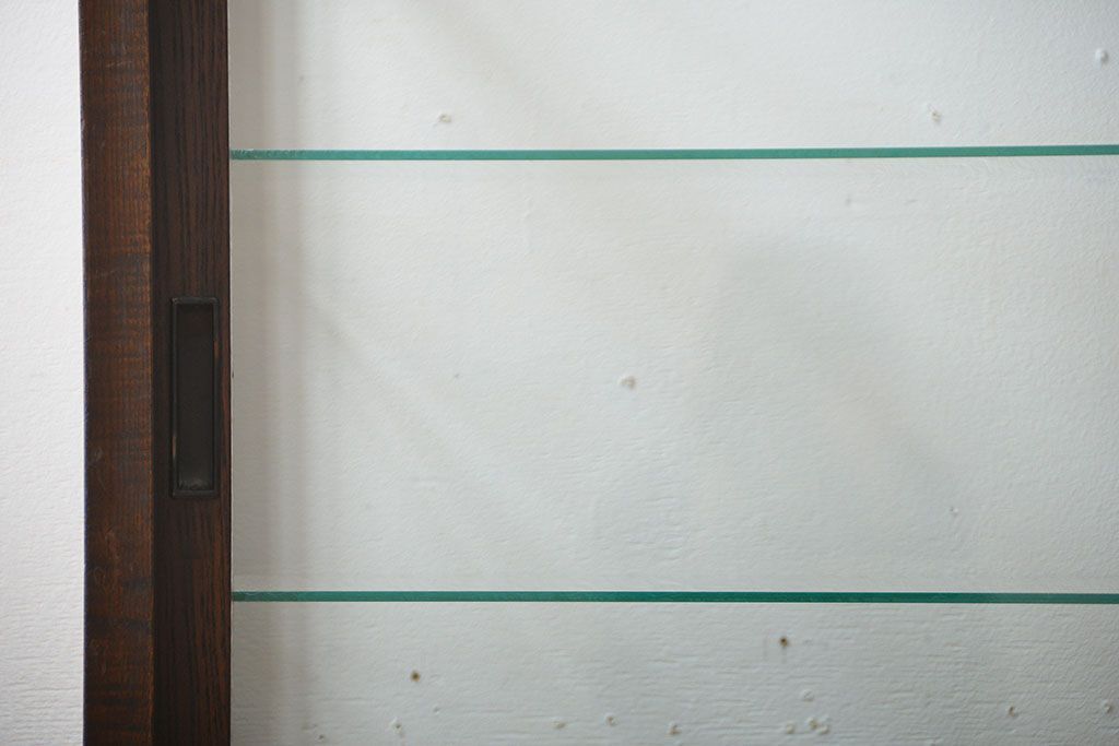 レトロ家具　昭和レトロ　古いナラ材の引き出し付きガラスケース