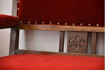 アンティーク家具　大正ロマン　ナラ材の上質な3人掛けソファ