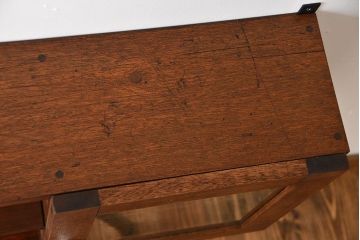 アンティーク家具　アンティーク　気泡ガラス入り!古い木製のお洒落な壁掛けキャビネット