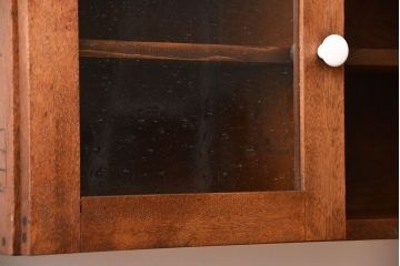 アンティーク家具　アンティーク　気泡ガラス入り!古い木製のお洒落な壁掛けキャビネット