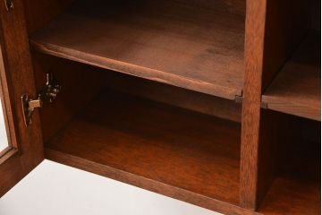 アンティーク家具　アンティーク　気泡ガラス入り!古い木製のお洒落な壁掛けキャビネット