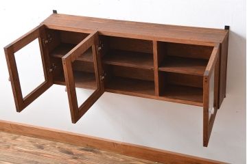 アンティーク家具　アンティーク　古い木製のお洒落な壁掛け戸棚(2)