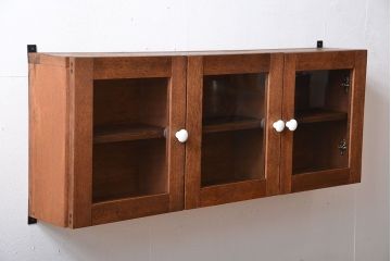 アンティーク家具　アンティーク　古い木製のお洒落な壁掛け戸棚(2)