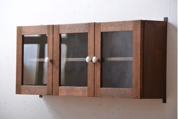 アンティーク家具　アンティーク　古い木製のお洒落な壁掛け戸棚(2)