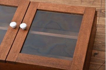 アンティーク家具　アンティーク　古い木製のお洒落な壁掛け戸棚(2)