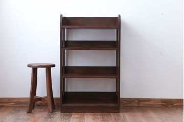 レトロ家具　和製アンティーク　古いナラ材のレトロな本棚
