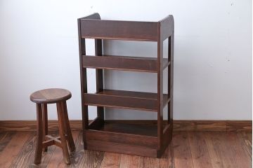 レトロ家具　和製アンティーク　古いナラ材のレトロな本棚
