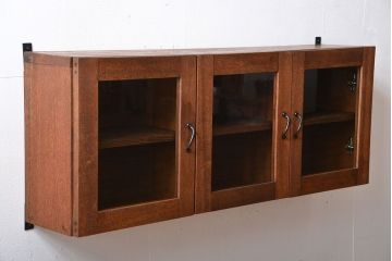 アンティーク家具　アンティーク　古い木製のお洒落な壁掛け戸棚(3)