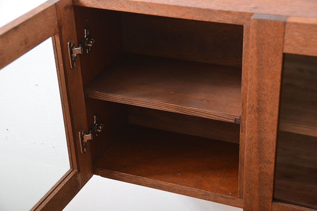 アンティーク家具　アンティーク　古い木製のお洒落な壁掛け戸棚(3)