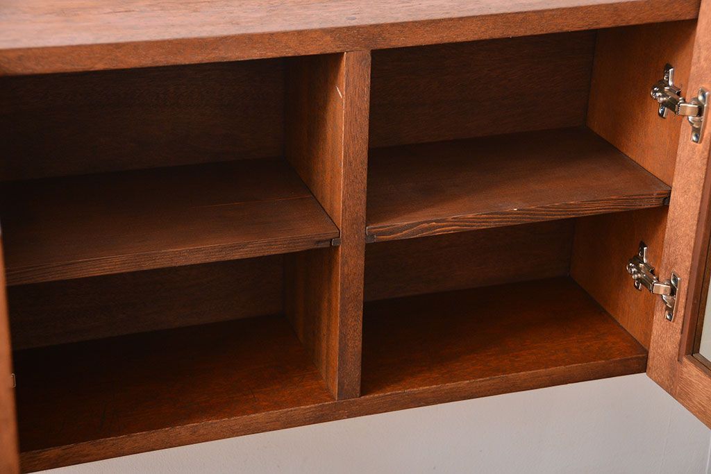 アンティーク家具　アンティーク　古い木製のお洒落な壁掛け戸棚(3)