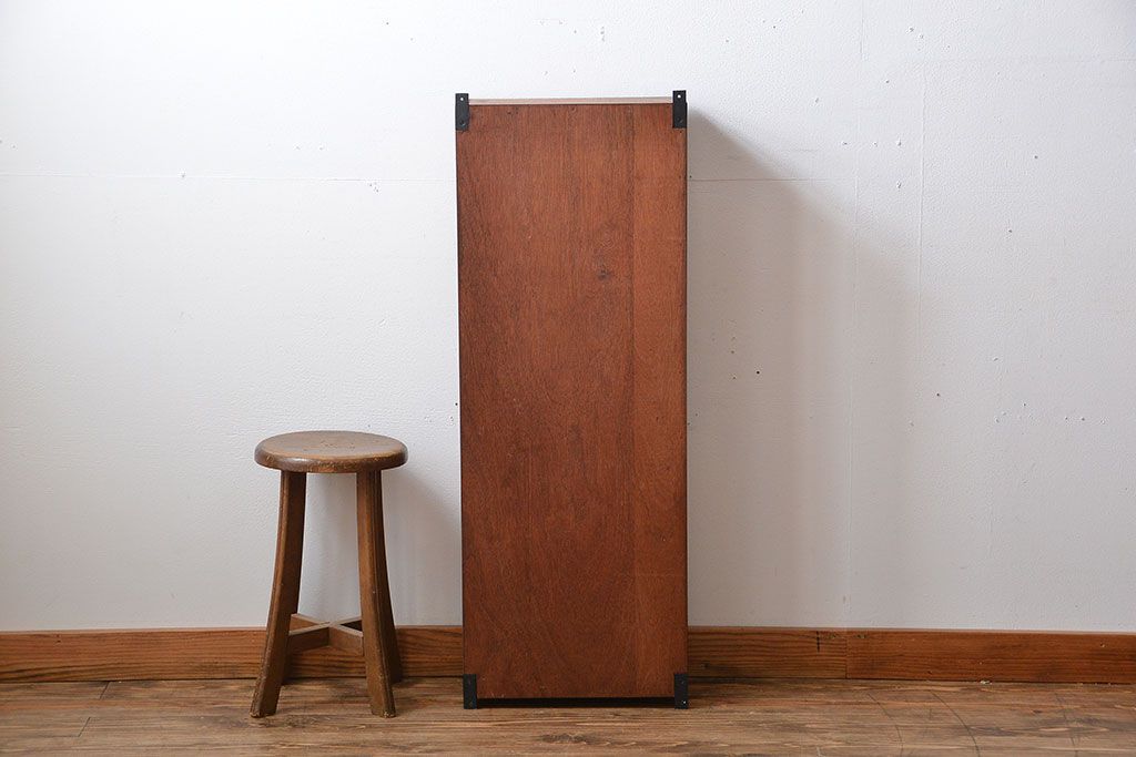 アンティーク家具　アンティーク　古い木製のお洒落な縦型壁掛け戸棚(2)