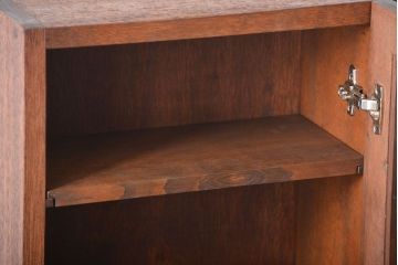 アンティーク家具　アンティーク　気泡ガラス入り!古い木製のお洒落な縦型壁掛け戸棚