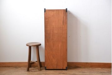 アンティーク家具　アンティーク　気泡ガラス入り!古い木製のお洒落な縦型壁掛け戸棚