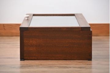 アンティーク家具　アンティーク　気泡ガラス入り!古い木製のお洒落な縦型壁掛け戸棚