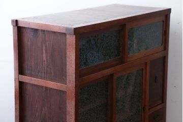 アンティーク家具　和製アンティーク　結霜ガラス入り!おしゃれな茶箪笥