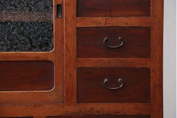 アンティーク家具　和製アンティーク　結霜ガラス入り!おしゃれな茶箪笥