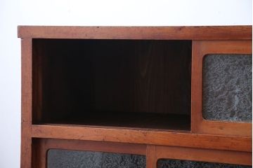 アンティーク家具　和製アンティーク　結霜ガラス入り!おしゃれな茶箪笥