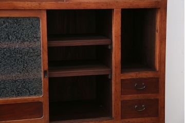 アンティーク家具　和製アンティーク　結霜ガラス入り!おしゃれな茶箪笥