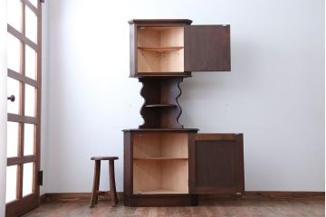 中古　美品!永田良介商店製の優美で高級なコーナーキャビネット(定価約42万円)