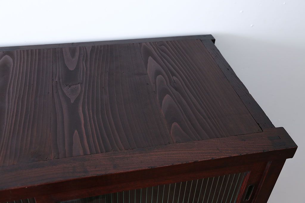 アンティーク家具　古民具・骨董　前面欅材のアンティーク重ね食器棚