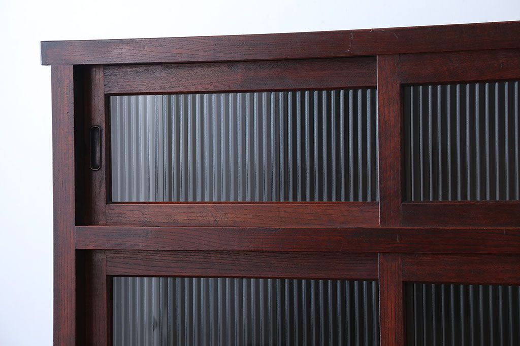 アンティーク家具　古民具・骨董　前面欅材のアンティーク重ね食器棚