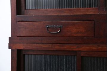 アンティーク家具　古民具・骨董　前面欅材のアンティーク重ね食器棚