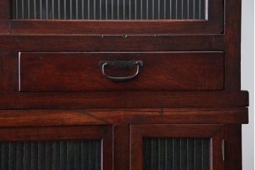 アンティーク家具　古民具・骨董　前面欅材のアンティーク重ね食器棚