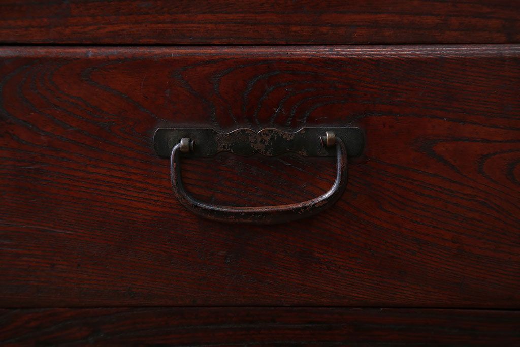 アンティーク家具　古民具・骨董　前面欅材のアンティーク重ね食器棚