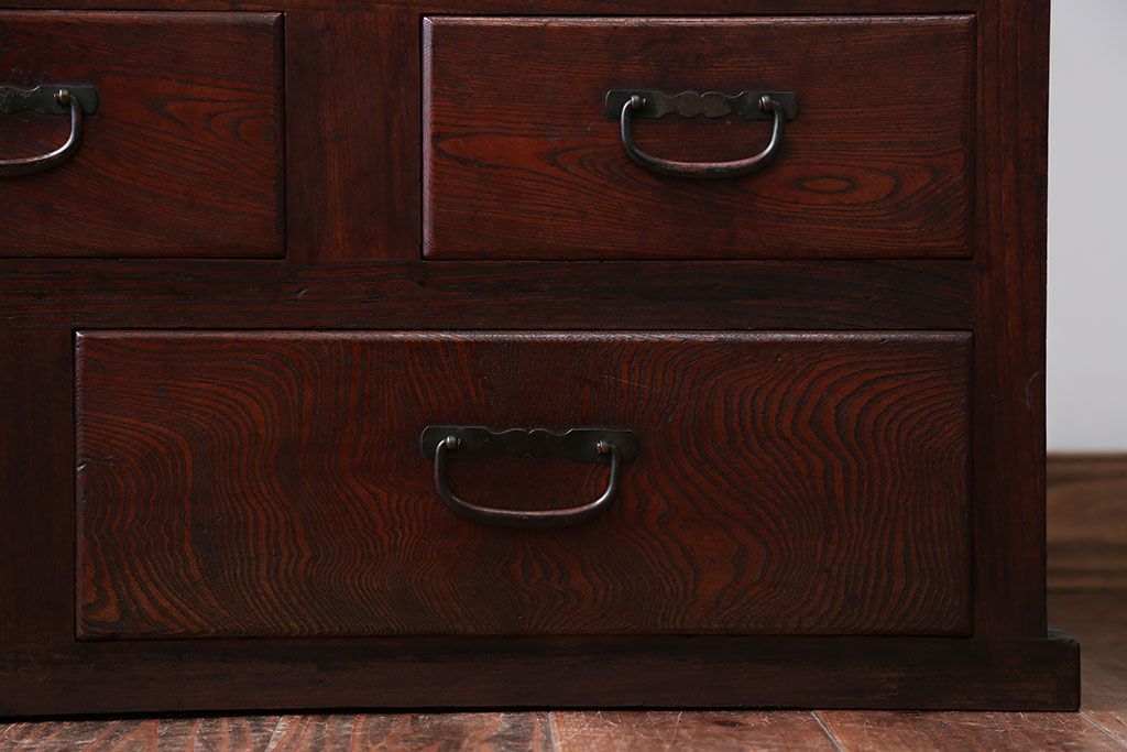 アンティーク家具　古民具・骨董　前面欅材のアンティーク重ね食器棚