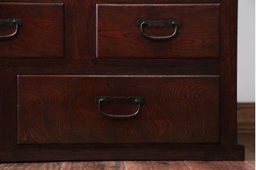 アンティーク家具　古民具・骨董　前面欅材のアンティーク重ね食器棚