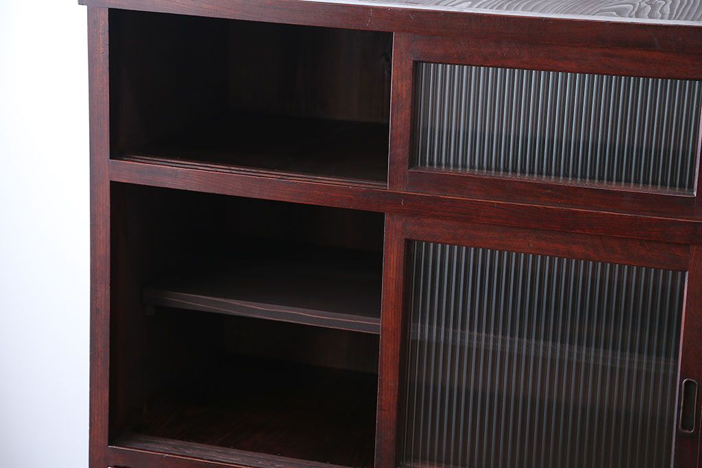 アンティーク家具　古民具・骨董　前面欅材のアンティーク重ね食器棚