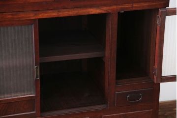 アンティーク家具　古民具・骨董　前面欅材のアンティーク重ね食器棚