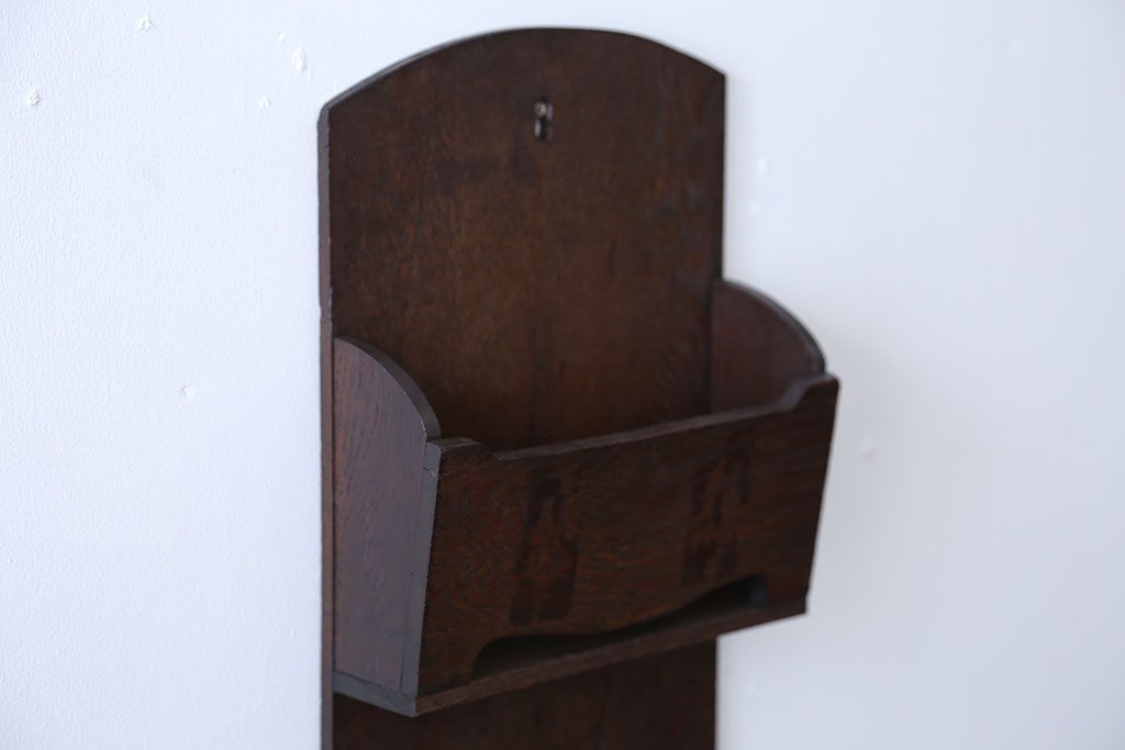 アンティーク雑貨　アンティーク　古いナラ材の壁掛けレターラック(状差し)