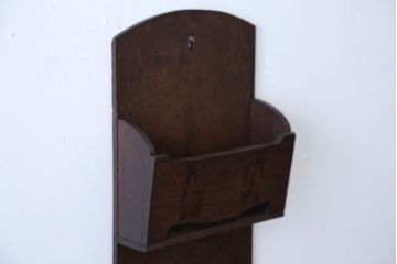 アンティーク雑貨　アンティーク　古いナラ材の壁掛けレターラック(状差し)