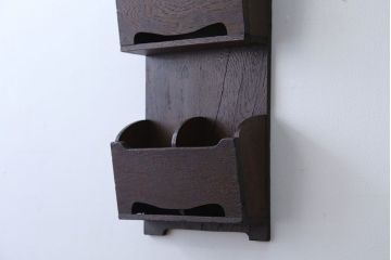 アンティーク雑貨　アンティーク　古いナラ材の壁掛けレターラック(状差し)