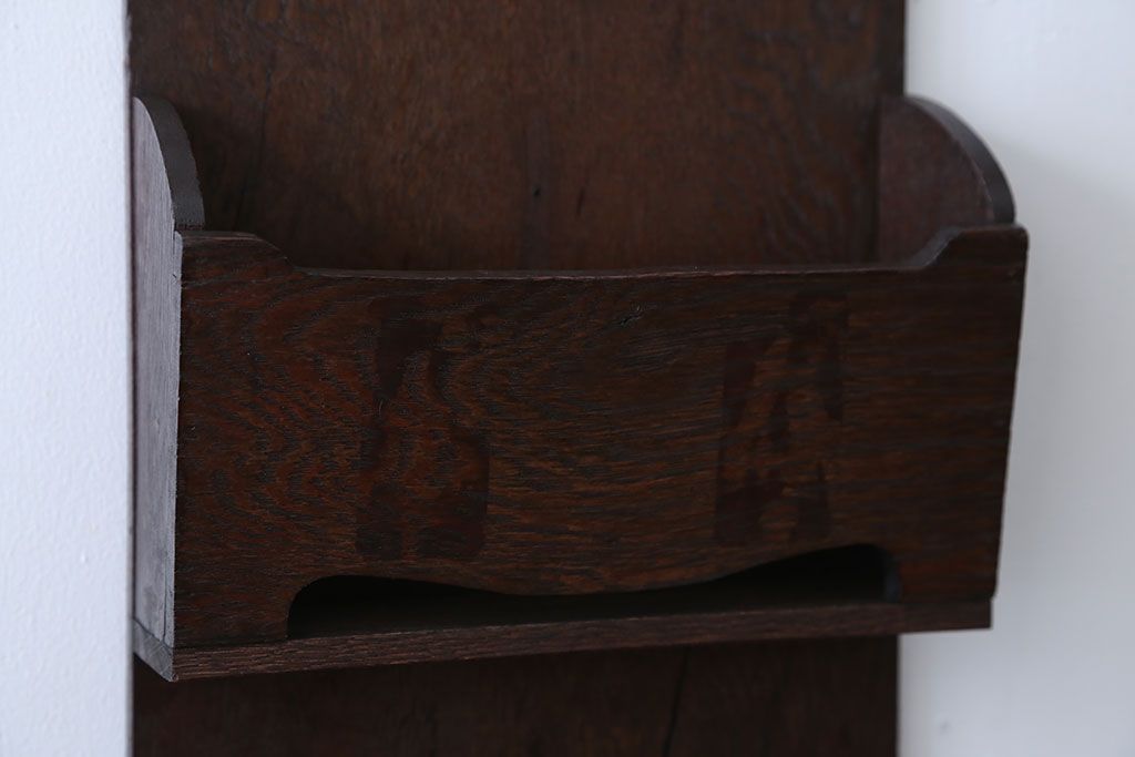 アンティーク雑貨　アンティーク　古いナラ材の壁掛けレターラック(状差し)