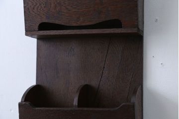 アンティーク雑貨　アンティーク　古いナラ材の壁掛けレターラック(状差し)