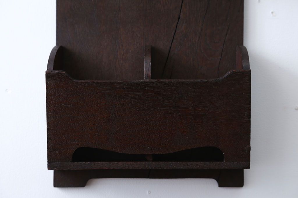 アンティーク雑貨　アンティーク　古いナラ材の壁掛けレターラック(状差し)