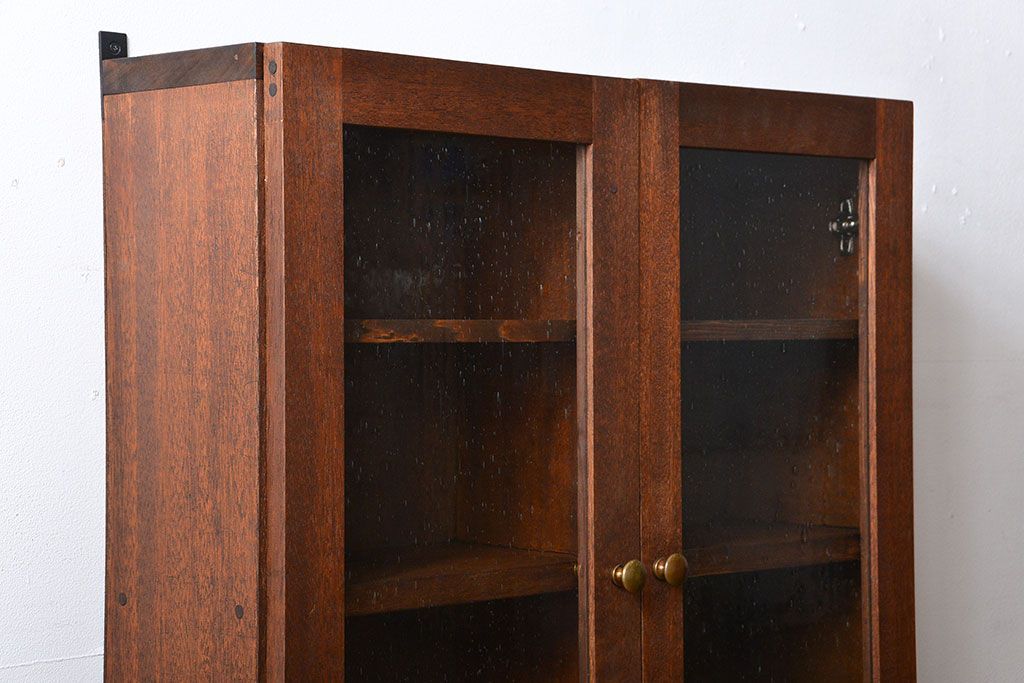 アンティーク家具　アンティーク　気泡ガラス入り!シンプルでナチュラルな縦型の壁掛け戸棚(2)