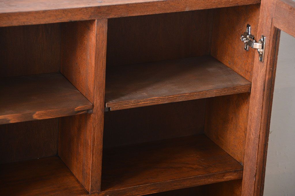 アンティーク家具　アンティーク　気泡ガラス入り!シンプルでナチュラルな縦型の壁掛け戸棚(2)