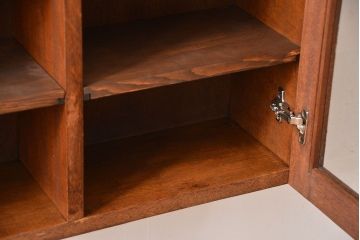 アンティーク家具　アンティーク　気泡ガラス入り!シンプルでナチュラルな縦型の壁掛け戸棚(2)