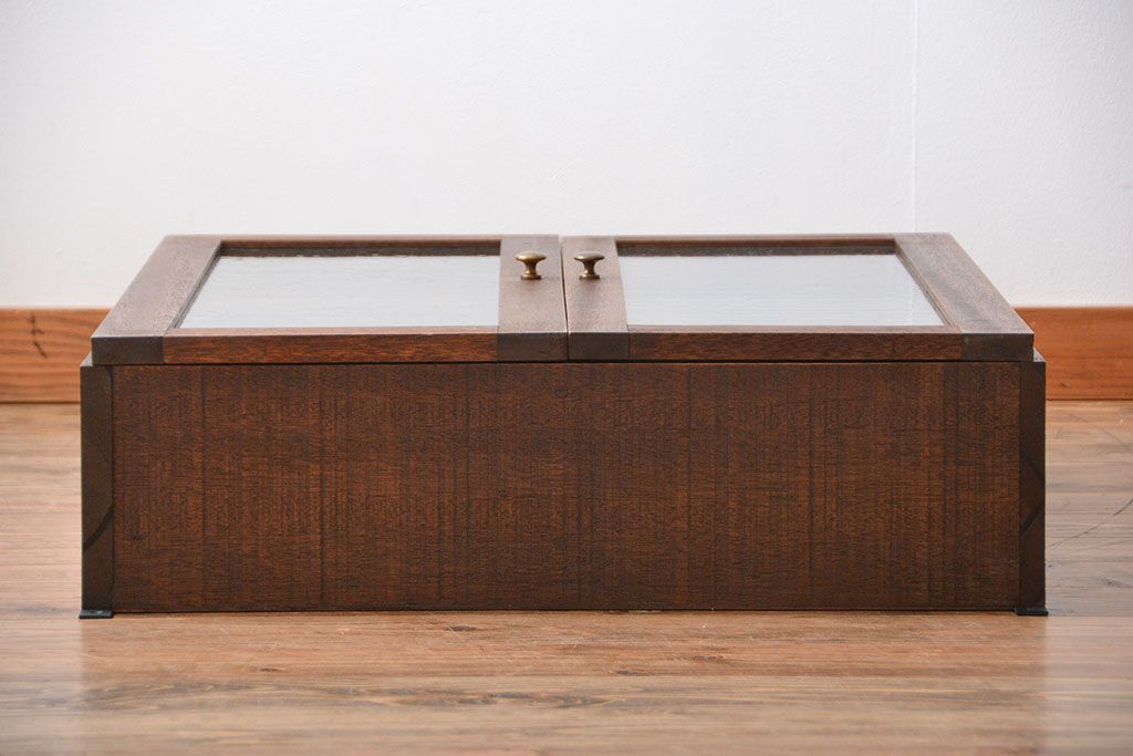 アンティーク家具　アンティーク　気泡ガラス入り!シンプルでナチュラルな縦型の壁掛け戸棚(2)