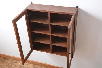 アンティーク家具　アンティーク　気泡ガラス入り!シンプルでナチュラルな縦型の壁掛け戸棚(3)