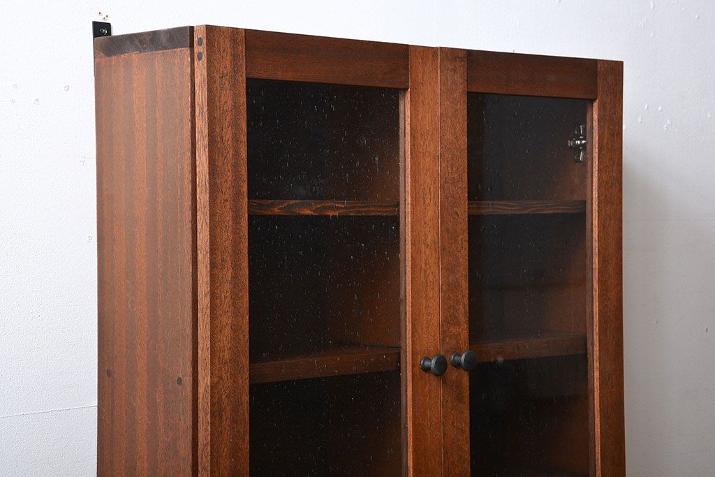 アンティーク家具　アンティーク　気泡ガラス入り!シンプルでナチュラルな縦型の壁掛け戸棚(3)